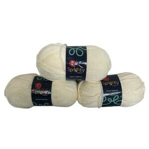 Sprightly Worsted Cotton Yarn Color: Ecru #501-003 Each 216 Yds, Lot of 3
